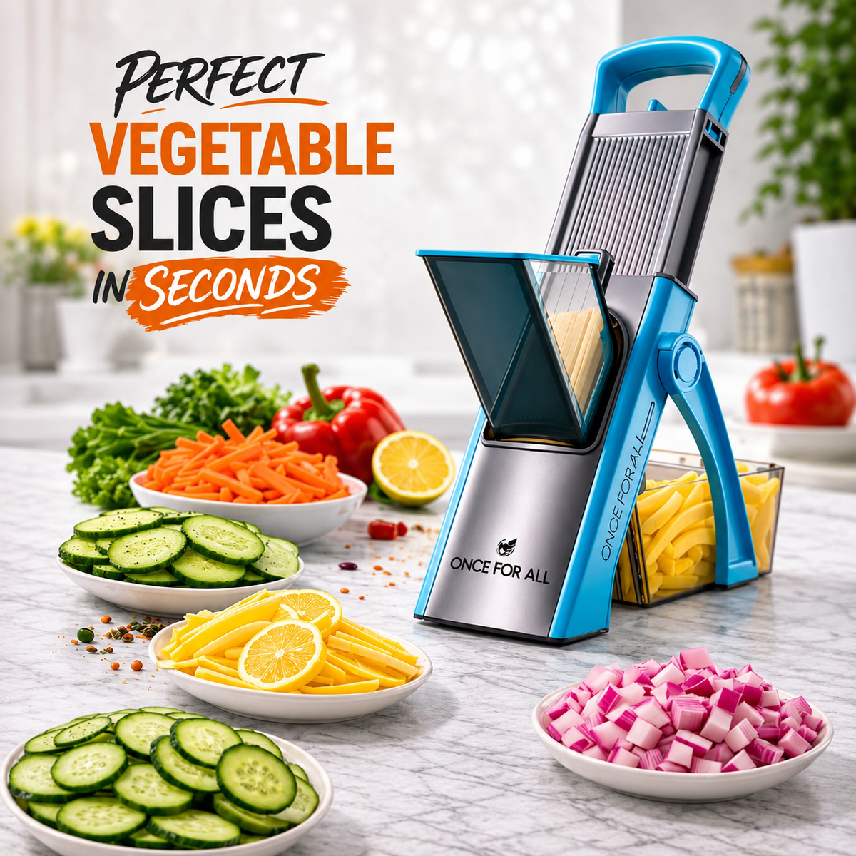 Mandoline Slicer | Safe Adjustable Vegetable Cutter | Multi‑Purpose Kitchen Chopper & Manual Grater ( Random Colour )